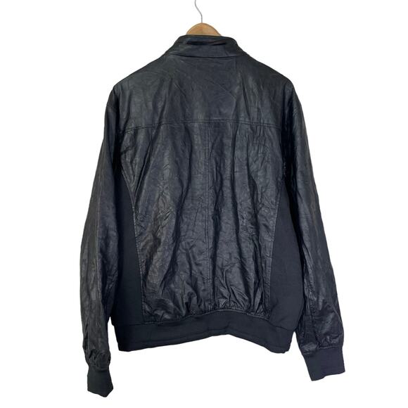 Paper Denim & Cloth Mens Faux Leather Bomber Moto Jacket Black Size XL Full Zip - Picture 2 of 9